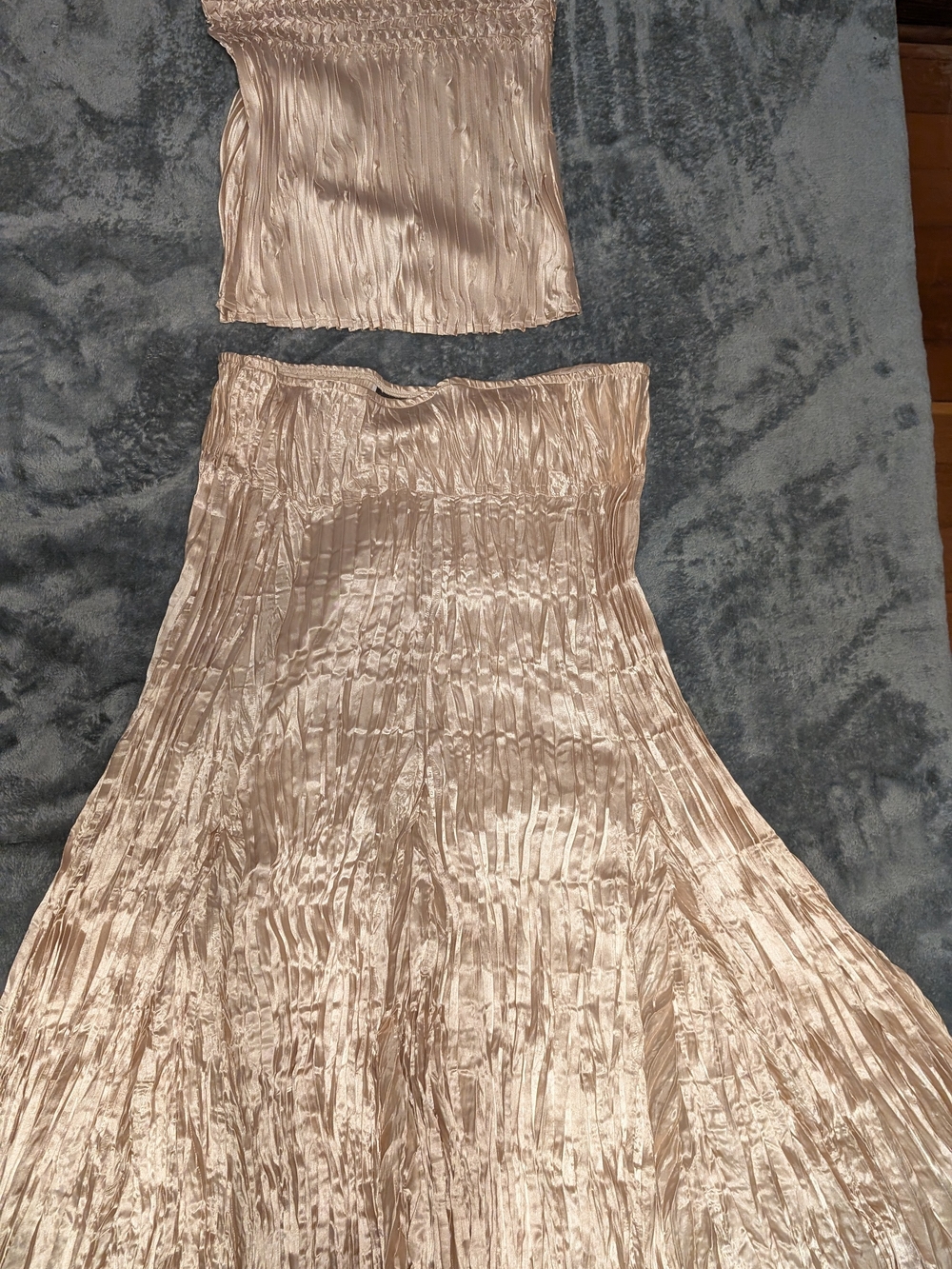 Rhonda Stark Textured Pleated Top in Champagne Beige